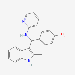 molecular formula C22H21N3O B2732755 N-[(4-甲氧基苯基)(2-甲基-1H-吲哚-3-基)甲基]吡啶-2-胺 CAS No. 308298-37-5