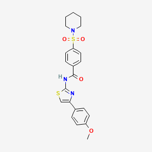 molecular formula C22H23N3O4S2 B2732766 N-(4-(4-methoxyphenyl)thiazol-2-yl)-4-(piperidin-1-ylsulfonyl)benzamide CAS No. 325978-85-6