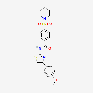 molecular formula C22H23N3O4S2 B2732766 N-(4-(4-甲氧基苯基)噻唑-2-基)-4-(哌啶-1-基磺酰)苯甲酰胺 CAS No. 325978-85-6