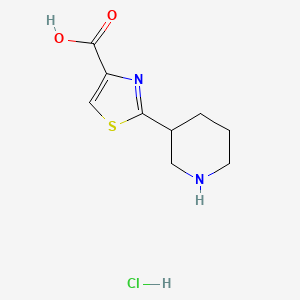 molecular formula C9H13ClN2O2S B2732773 2-(哌啶-3-基)噻唑-4-羧酸盐酸盐 CAS No. 2155852-10-9
