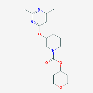 molecular formula C17H25N3O4 B2732774 四氢-2H-吡喃-4-基-3-((2,6-二甲基嘧啶-4-基)氧基)哌啶-1-羧酸酯 CAS No. 2034618-22-7