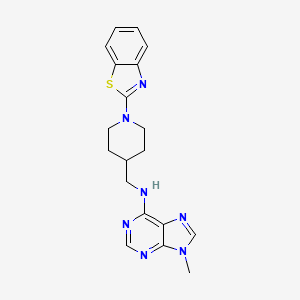 molecular formula C19H21N7S B2732778 N-[[1-(1,3-Benzothiazol-2-yl)piperidin-4-yl]methyl]-9-methylpurin-6-amine CAS No. 2379976-44-8