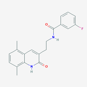 molecular formula C20H19FN2O2 B2732781 N-[2-(5,8-二甲基-2-氧代-1H-喹啉-3-基)乙基]-3-氟苯甲酰胺 CAS No. 851406-66-1