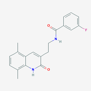 molecular formula C20H19FN2O2 B2732781 N-[2-(5,8-dimethyl-2-oxo-1,2-dihydroquinolin-3-yl)ethyl]-3-fluorobenzamide CAS No. 851406-66-1