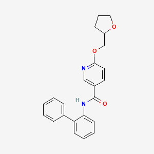 molecular formula C23H22N2O3 B2732787 N-([1,1'-biphenyl]-2-yl)-6-((tetrahydrofuran-2-yl)methoxy)nicotinamide CAS No. 2034429-07-5