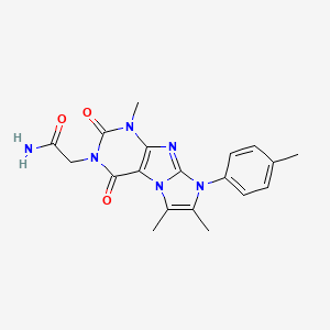 molecular formula C19H20N6O3 B2732797 2-[4,7,8-三甲基-6-(4-甲基苯基)-1,3-二氧代嘧啶并[7,8-a]咪唑-2-基]乙酰胺 CAS No. 876670-31-4