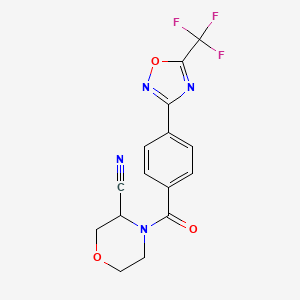 molecular formula C15H11F3N4O3 B2732804 4-{4-[5-(Trifluoromethyl)-1,2,4-oxadiazol-3-yl]benzoyl}morpholine-3-carbonitrile CAS No. 1788591-56-9