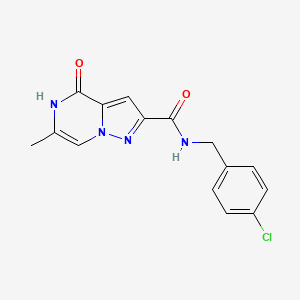 molecular formula C15H13ClN4O2 B2732811 N-(4-chlorobenzyl)-6-methyl-4-oxo-4,5-dihydropyrazolo[1,5-a]pyrazine-2-carboxamide CAS No. 1775454-70-0