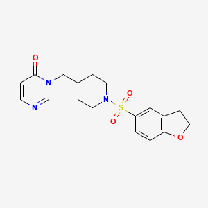 molecular formula C18H21N3O4S B2732812 3-{[1-(2,3-Dihydro-1-benzofuran-5-sulfonyl)piperidin-4-yl]methyl}-3,4-dihydropyrimidin-4-one CAS No. 2194843-52-0