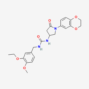 molecular formula C23H27N3O6 B2732815 1-(1-(2,3-Dihydrobenzo[b][1,4]dioxin-6-yl)-5-oxopyrrolidin-3-yl)-3-(3-ethoxy-4-methoxybenzyl)urea CAS No. 894041-50-0