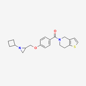 molecular formula C21H24N2O2S B2732823 [4-[(1-Cyclobutylaziridin-2-yl)methoxy]phenyl]-(6,7-dihydro-4H-thieno[3,2-c]pyridin-5-yl)methanone CAS No. 2418678-78-9