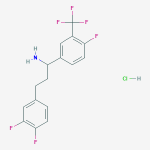 molecular formula C16H14ClF6N B2732825 3-(3,4-二氟苯基)-1-[4-氟-3-(三氟甲基)苯基]丙基-1-胺;盐酸盐 CAS No. 2344680-03-9