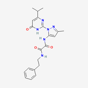 molecular formula C21H24N6O3 B2732828 N1-(1-(4-isopropyl-6-oxo-1,6-dihydropyrimidin-2-yl)-3-methyl-1H-pyrazol-5-yl)-N2-phenethyloxalamide CAS No. 1013984-84-3