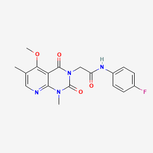 molecular formula C18H17FN4O4 B2732839 N-(4-fluorophenyl)-2-(5-methoxy-1,6-dimethyl-2,4-dioxo-1,2-dihydropyrido[2,3-d]pyrimidin-3(4H)-yl)acetamide CAS No. 941942-17-2