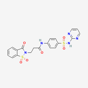 3-(1,1-dioxido-3-oxobenzo[d]isothiazol-2(3H)-yl)-N-(4-(N-(pyrimidin-2-yl)sulfamoyl)phenyl)propanamide