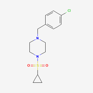 molecular formula C14H19ClN2O2S B2732845 1-[(4-Chlorophenyl)methyl]-4-cyclopropylsulfonylpiperazine CAS No. 2415519-70-7
