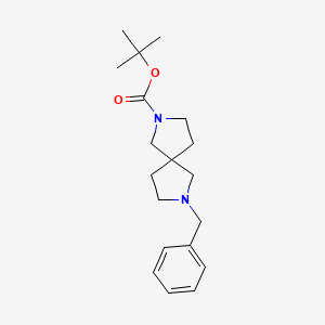 molecular formula C19H28N2O2 B2732847 2,7-Diazaspiro[4.4]nonane-2-carboxylic acid, 7-(phenylMethyl)-, 1,1-diMethylethyl ester CAS No. 1177266-41-9