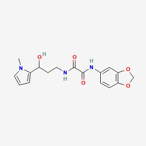 molecular formula C17H19N3O5 B2732854 N1-(benzo[d][1,3]dioxol-5-yl)-N2-(3-hydroxy-3-(1-methyl-1H-pyrrol-2-yl)propyl)oxalamide CAS No. 1795305-44-0