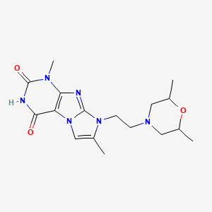 molecular formula C17H24N6O3 B2732857 8-(2-(2,6-dimethylmorpholino)ethyl)-1,7-dimethyl-1H-imidazo[2,1-f]purine-2,4(3H,8H)-dione CAS No. 919034-47-2