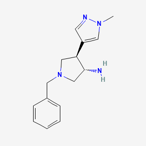 molecular formula C15H20N4 B2732861 (3S,4R)-1-benzyl-4-(1-methylpyrazol-4-yl)pyrrolidin-3-amine CAS No. 1909288-15-8