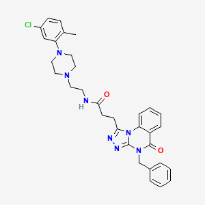 molecular formula C32H34ClN7O2 B2732869 3-(4-benzyl-5-oxo-4,5-dihydro-[1,2,4]triazolo[4,3-a]quinazolin-1-yl)-N-(2-(4-(5-chloro-2-methylphenyl)piperazin-1-yl)ethyl)propanamide CAS No. 887213-51-6