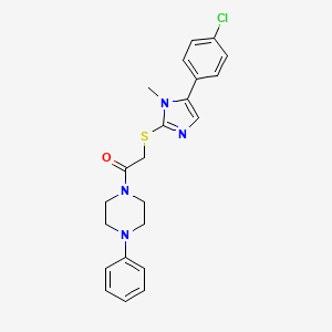 molecular formula C22H23ClN4OS B2732875 2-((5-(4-氯苯基)-1-甲基-1H-咪唑-2-基)硫代)-1-(4-苯基哌嗪-1-基)乙酮 CAS No. 941879-97-6