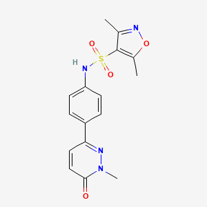 molecular formula C16H16N4O4S B2732888 3,5-dimethyl-N-(4-(1-methyl-6-oxo-1,6-dihydropyridazin-3-yl)phenyl)isoxazole-4-sulfonamide CAS No. 941920-57-6