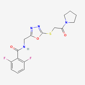 molecular formula C16H16F2N4O3S B2732892 2,6-difluoro-N-[[5-(2-oxo-2-pyrrolidin-1-ylethyl)sulfanyl-1,3,4-oxadiazol-2-yl]methyl]benzamide CAS No. 903270-13-3