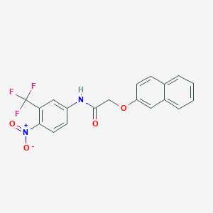 molecular formula C19H13F3N2O4 B2732894 2-(naphthalen-2-yloxy)-N-(4-nitro-3-(trifluoromethyl)phenyl)acetamide CAS No. 397281-70-8