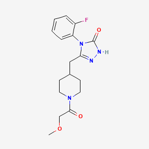 molecular formula C17H21FN4O3 B2732896 4-(2-fluorophenyl)-3-((1-(2-methoxyacetyl)piperidin-4-yl)methyl)-1H-1,2,4-triazol-5(4H)-one CAS No. 2034474-64-9