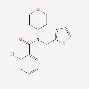 molecular formula C17H18ClNO2S B2732907 2-chloro-N-(tetrahydro-2H-pyran-4-yl)-N-(thiophen-2-ylmethyl)benzamide CAS No. 1797546-04-3