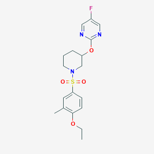 molecular formula C18H22FN3O4S B2732909 2-((1-((4-Ethoxy-3-methylphenyl)sulfonyl)piperidin-3-yl)oxy)-5-fluoropyrimidine CAS No. 2034430-45-8