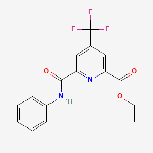 molecular formula C16H13F3N2O3 B2732914 乙酸6-(苯胺甲酰)-4-(三氟甲基)-2-吡啶甲酸乙酯 CAS No. 1210182-96-9