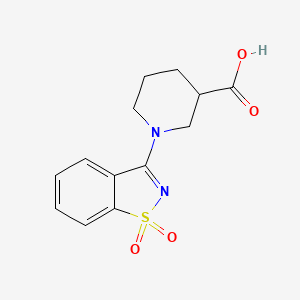 molecular formula C13H14N2O4S B2732922 1-(1,1-Dioxido-1,2-benzisothiazol-3-yl)piperidine-3-carboxylic acid CAS No. 871478-69-2