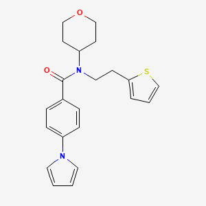 molecular formula C22H24N2O2S B2732924 4-(1H-pyrrol-1-yl)-N-(tetrahydro-2H-pyran-4-yl)-N-(2-(thiophen-2-yl)ethyl)benzamide CAS No. 1798543-59-5