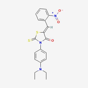 molecular formula C20H19N3O3S2 B2732926 (5Z)-3-[4-(diethylamino)phenyl]-5-[(2-nitrophenyl)methylidene]-2-sulfanylidene-1,3-thiazolidin-4-one CAS No. 303056-67-9