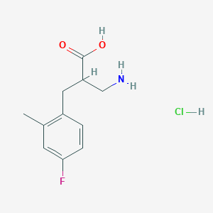 molecular formula C11H15ClFNO2 B2732931 3-Amino-2-[(4-fluoro-2-methylphenyl)methyl]propanoic acid hydrochloride CAS No. 2089257-02-1