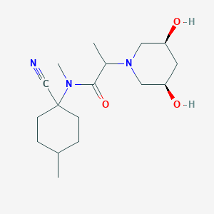 molecular formula C17H29N3O3 B2732940 N-(1-Cyano-4-methylcyclohexyl)-2-[(3R,5S)-3,5-dihydroxypiperidin-1-yl]-N-methylpropanamide CAS No. 2418618-54-7