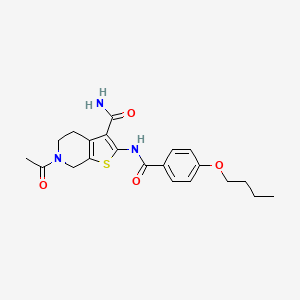 molecular formula C21H25N3O4S B2732948 6-Acetyl-2-(4-butoxybenzamido)-4,5,6,7-tetrahydrothieno[2,3-c]pyridine-3-carboxamide CAS No. 864927-60-6
