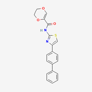 N-(4-([1,1'-biphenyl]-4-yl)thiazol-2-yl)-5,6-dihydro-1,4-dioxine-2-carboxamide