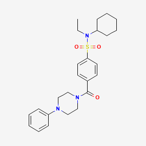 molecular formula C25H33N3O3S B2732976 N-cyclohexyl-N-ethyl-4-(4-phenylpiperazine-1-carbonyl)benzenesulfonamide CAS No. 899950-73-3