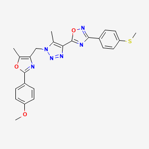 5-(1-((2-(4-methoxyphenyl)-5-methyloxazol-4-yl)methyl)-5-methyl-1H-1,2,3-triazol-4-yl)-3-(4-(methylthio)phenyl)-1,2,4-oxadiazole