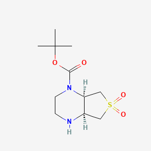 molecular formula C11H20N2O4S B2732996 Tert-butyl (4aR,7aS)-6,6-dioxo-2,3,4a,5,7,7a-hexahydro-1H-thieno[3,4-b]pyrazine-4-carboxylate CAS No. 1314399-42-2