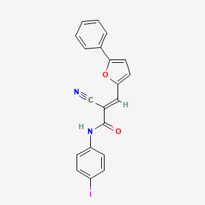 molecular formula C20H13IN2O2 B2733008 (E)-2-氰基-N-(4-碘苯基)-3-(5-苯基呋喃-2-基)丙烯酰胺 CAS No. 463354-67-8
