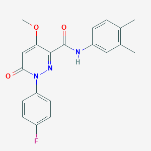 molecular formula C20H18FN3O3 B2733012 N-(3,4-dimethylphenyl)-1-(4-fluorophenyl)-4-methoxy-6-oxo-1,6-dihydropyridazine-3-carboxamide CAS No. 941927-28-2