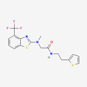molecular formula C17H16F3N3OS2 B2733014 2-(methyl(4-(trifluoromethyl)benzo[d]thiazol-2-yl)amino)-N-(2-(thiophen-2-yl)ethyl)acetamide CAS No. 1396636-45-5
