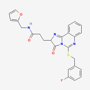 molecular formula C25H21FN4O3S B2733020 3-[5-[(3-fluorophenyl)methylsulfanyl]-3-oxo-2H-imidazo[1,2-c]quinazolin-2-yl]-N-(furan-2-ylmethyl)propanamide CAS No. 1037824-50-2