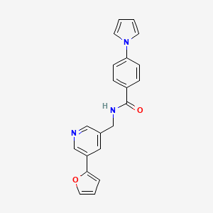 N-((5-(furan-2-yl)pyridin-3-yl)methyl)-4-(1H-pyrrol-1-yl)benzamide