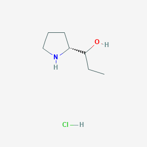 molecular formula C7H16ClNO B2733024 1-[(2R)-Pyrrolidin-2-yl]propan-1-ol;hydrochloride CAS No. 2253620-91-4