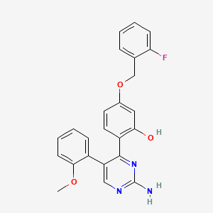 molecular formula C24H20FN3O3 B2733030 2-(2-Amino-5-(2-methoxyphenyl)pyrimidin-4-yl)-5-((2-fluorobenzyl)oxy)phenol CAS No. 862489-61-0